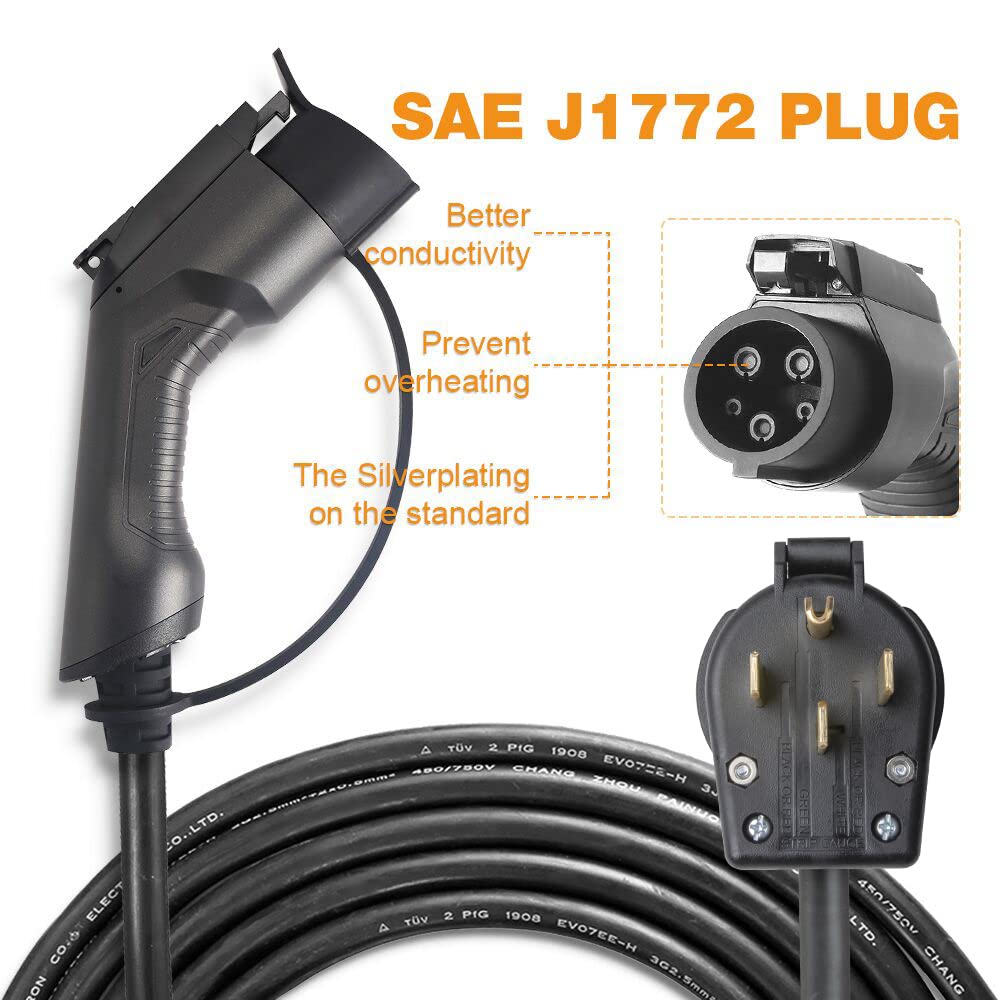 BESENERGY 40A Level 2 EV Charger - NEMA 14-50 240V J1772 Cable (20ft) for Home & Travel Charging