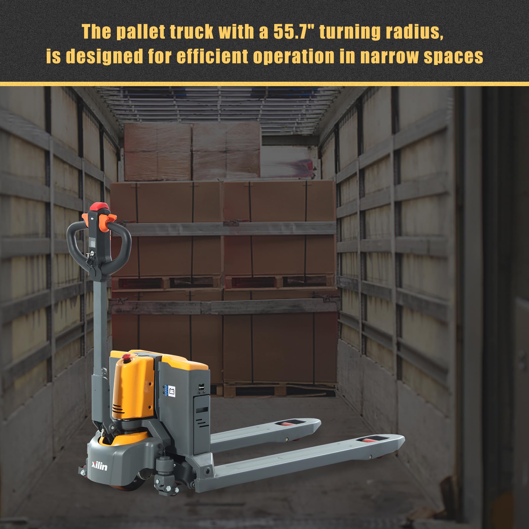 Xilin 3300Lbs Electric Pallet Jack - Lithium Powered Walkie Pallet Truck with 48