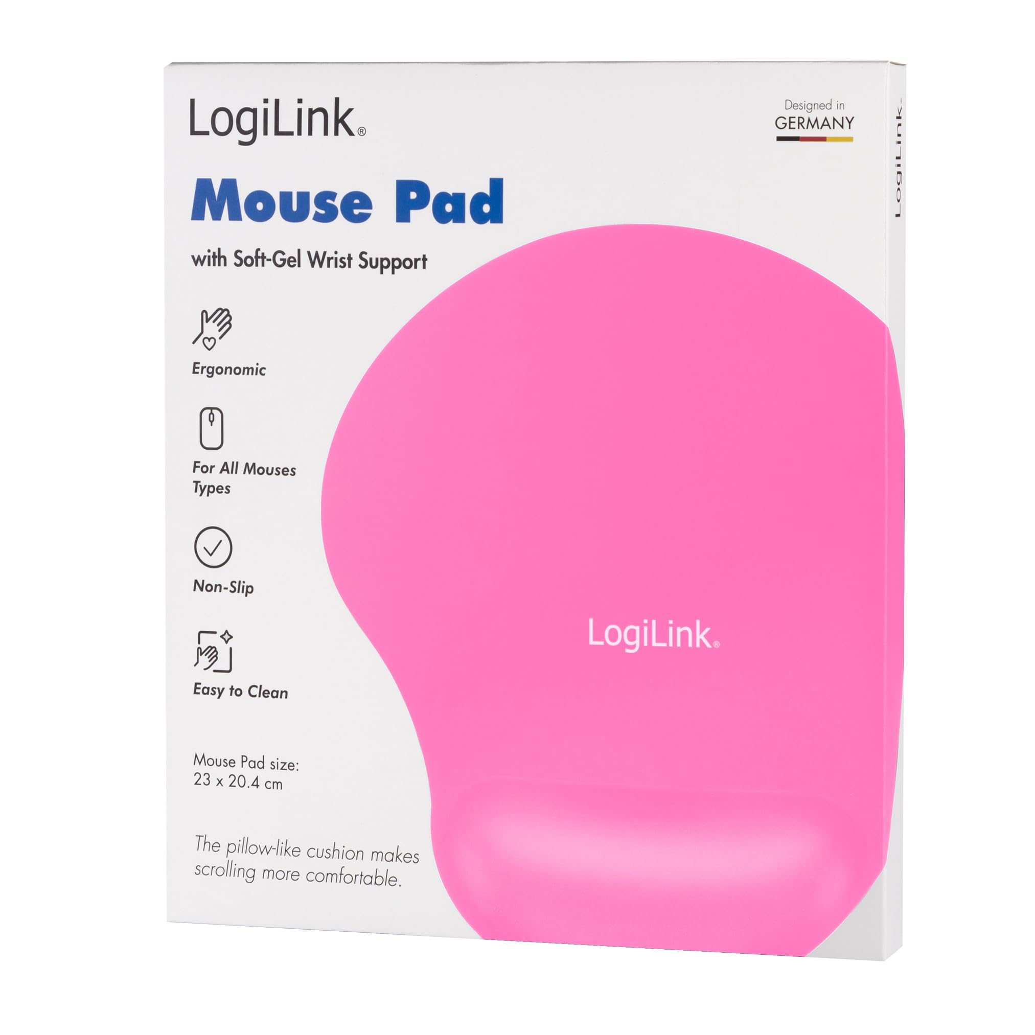 Ergonomic Mouse Pad with Wrist Support - Soft Silicone Gel Cushion - Pink - Perfect for Office, Gaming & Computer Work