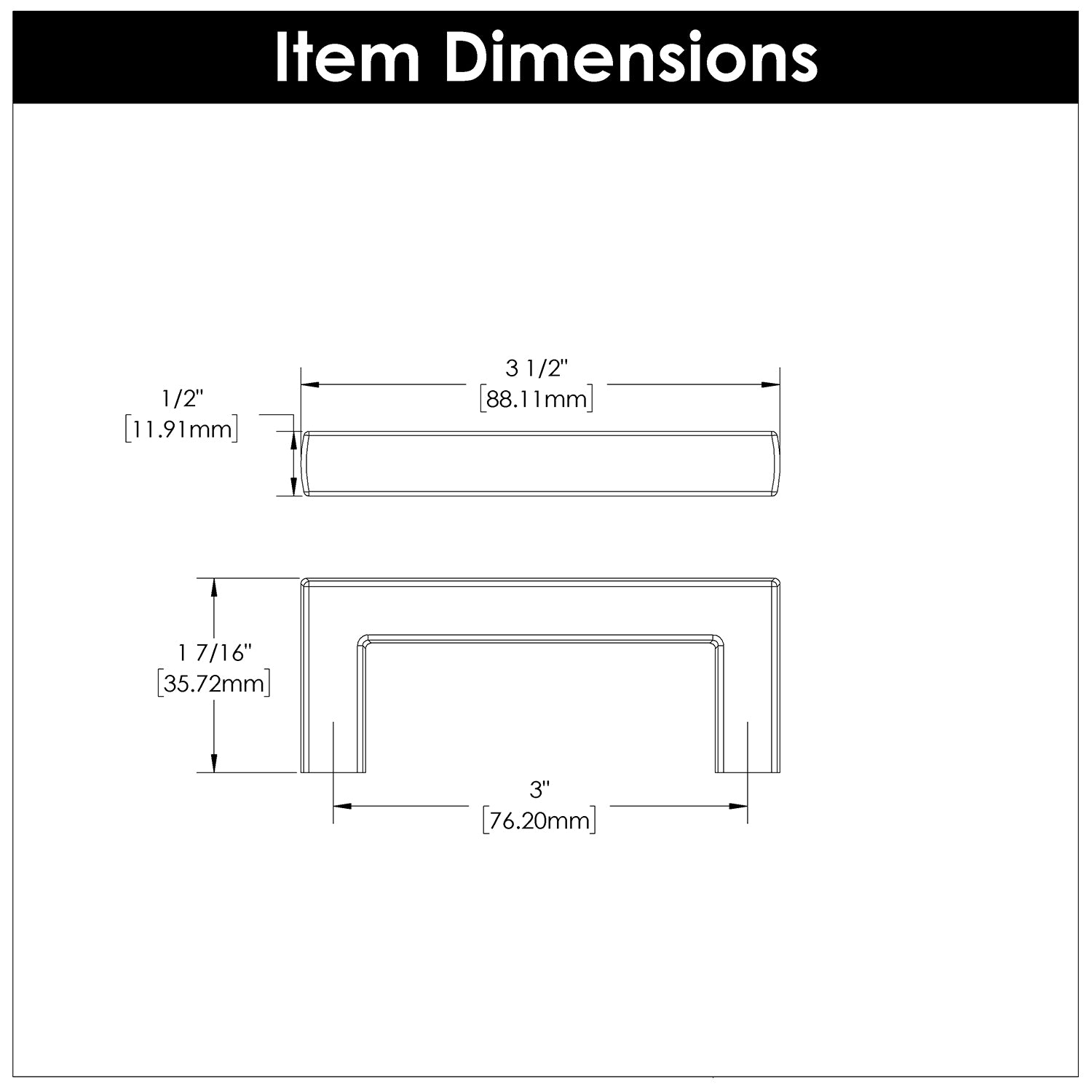 3 Inch Center to Center Coventry Pull - Matte Black Cabinet Handle for Kitchen & Bathroom - Perfect for Drawers and Cabinets
