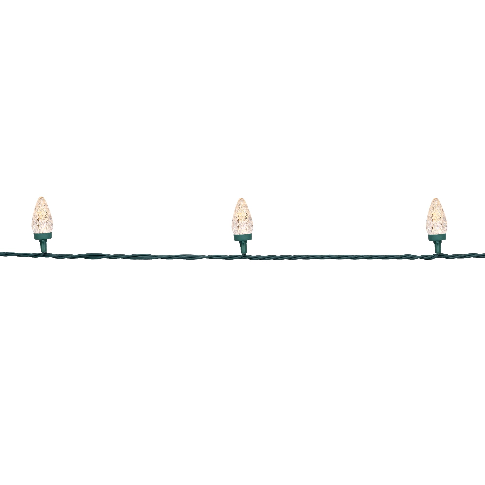 Northlight LED C7 Faceted Christmas Lights - Warm White - 20.25' Green Wire - 50 Count - Perfect for Indoor/Outdoor Holiday Decorations, Christmas Trees, and Home Lighting
