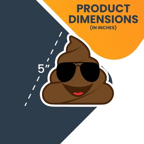 5 Inch Cute Sunglasses Poop Emoticon Magnet Decal - Fun Self-Expression Car Decoration for Truck, SUV & Metal Surfaces | Perfect for Office, Fridge & Locker Humor