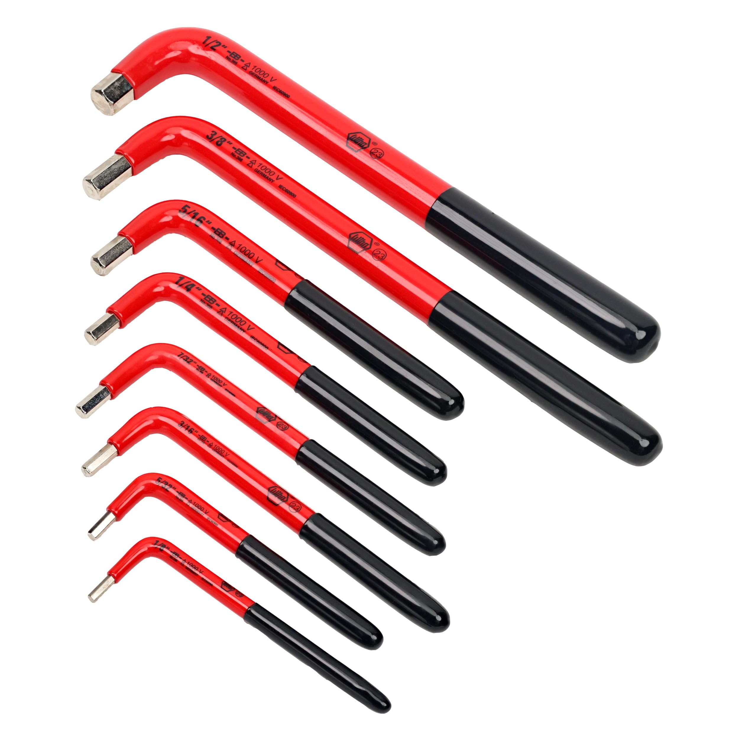 Wiha 13690 Insulated Hex Key Set - 8 Piece Metric L-Shaped Allen Wrenches for Electrical Work & DIY Projects