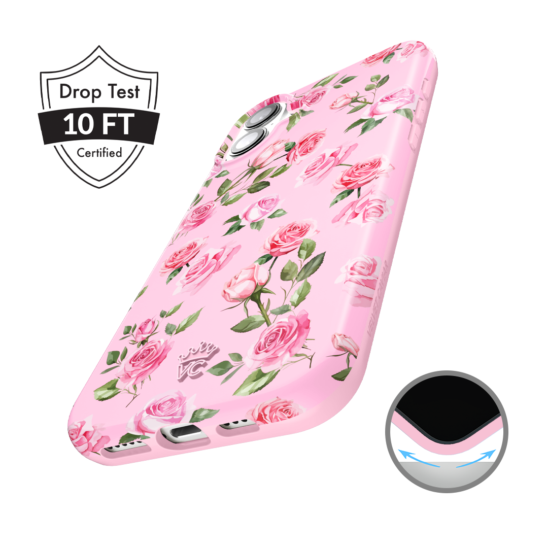 Pink Rose Floral iPhone Case - Cute & Stylish Phone Cover for Women Girls - Perfect Gift for Birthday, Valentine's Day & Mother's Day - Compatible with iPhone 13/14/15 Series