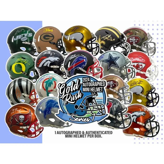 2024 Gold Rush Autographed Mini Football Helmet - Limited Edition Series 7 Collectible Box - Perfect for Sports Memorabilia Display & Gift Giving