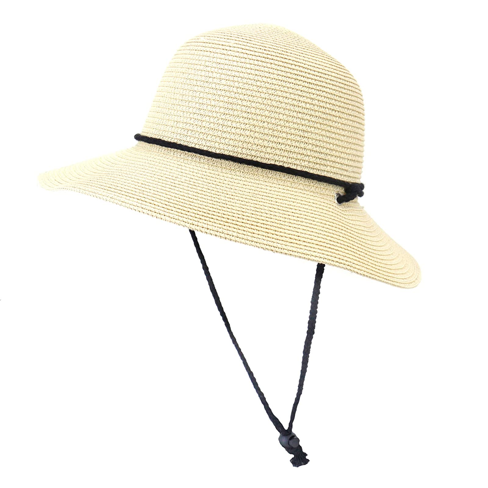 Women's Wide Brim Straw Sun Hat - Foldable Roll Up UV Protection Summer Beach Visor for Travel, Outdoor, Gardening & Vacation
