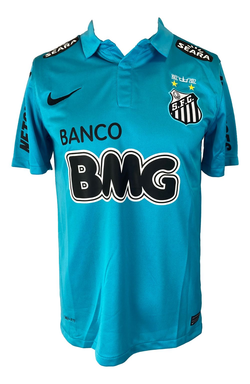 Neymar Jr Signed Santos FC Blue Nike Soccer Jersey - Authentic Autographed Football Shirt for Fans & Collectors - Perfect for Sports Memorabilia, Gifts & Display