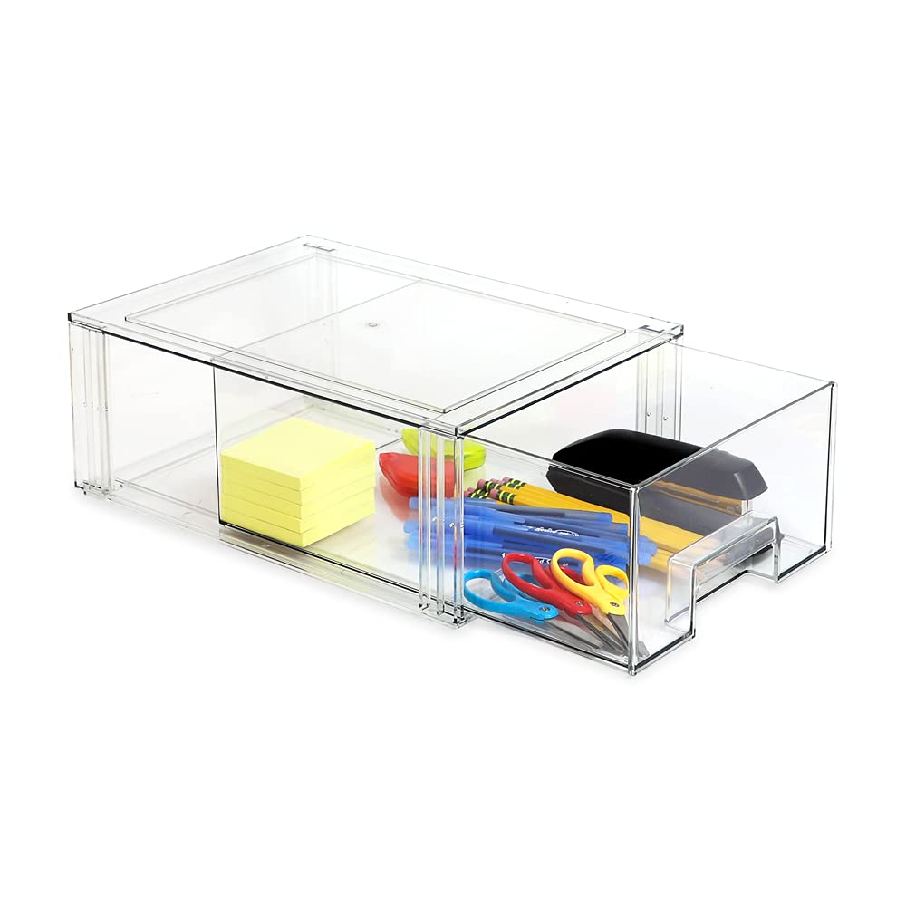Isaac Jacobs Large Stackable Plastic Storage Drawer Organizer - 13.5