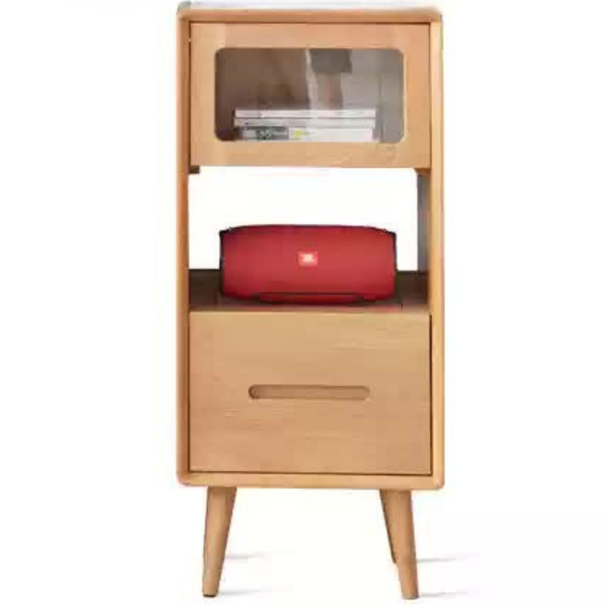 Solid Oak Wood Glass Display Cabinet - Elegant Sideboard for Living Room, Dining Room & Office Storage | Perfect for Showcasing China, Books & Decor