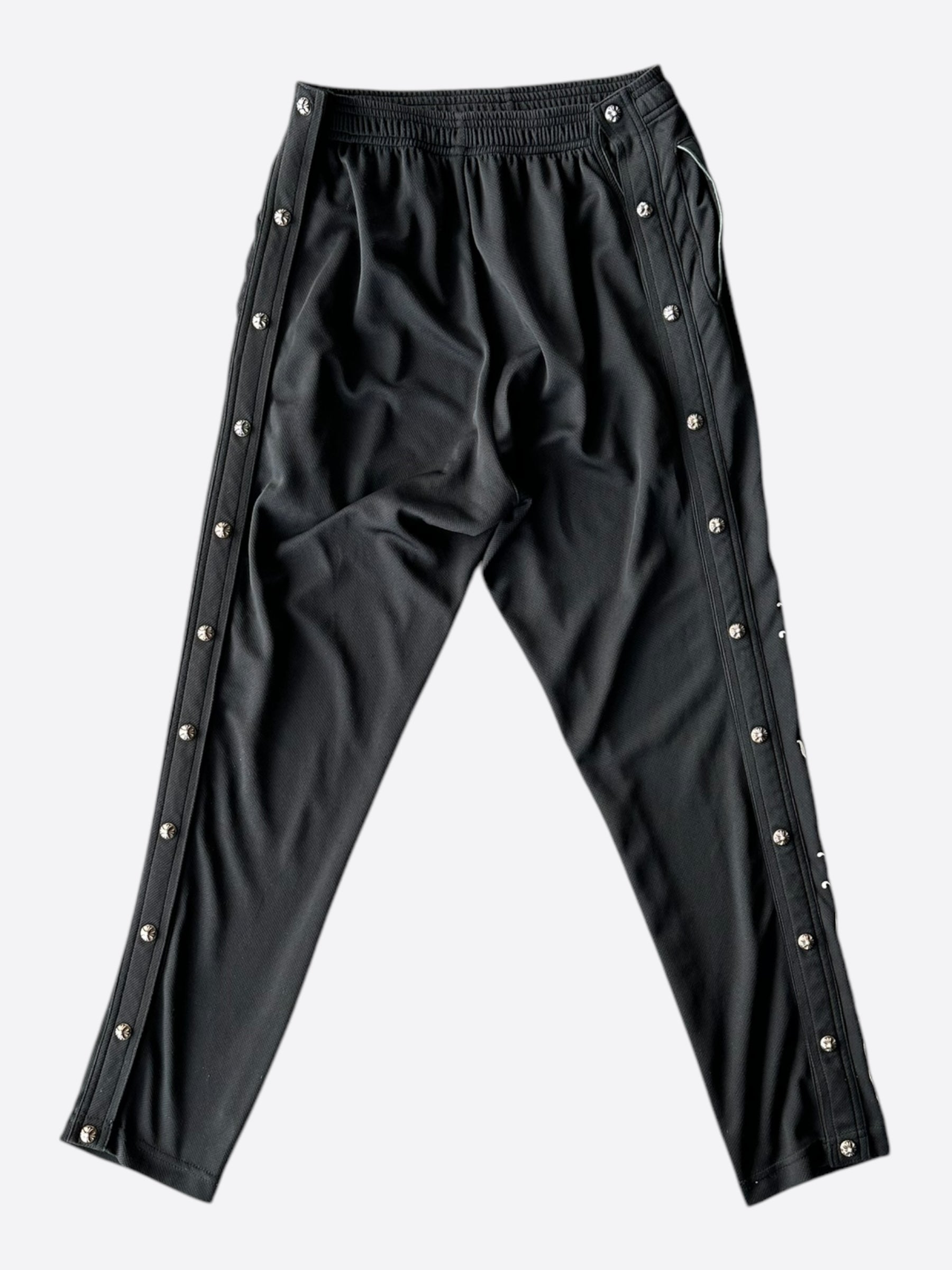 Chrome Hearts Black & White Snap Button Tearaway Track Pants - Stylish Streetwear for Men & Women | Perfect for Casual Outfits, Gym Wear & Hip-Hop Fashion