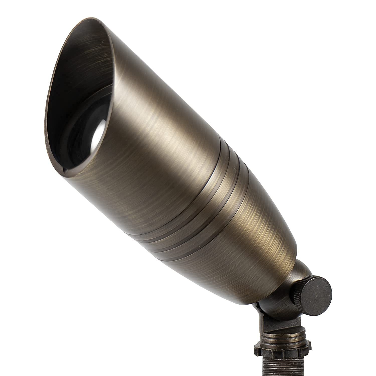 6 Pack Solid Brass Uplight Spotlight Fixtures - 12V Low Voltage Waterproof Outdoor Landscape Lighting with Ground Spike Stand - Perfect for Garden, Pathway, and Tree Accent Lighting