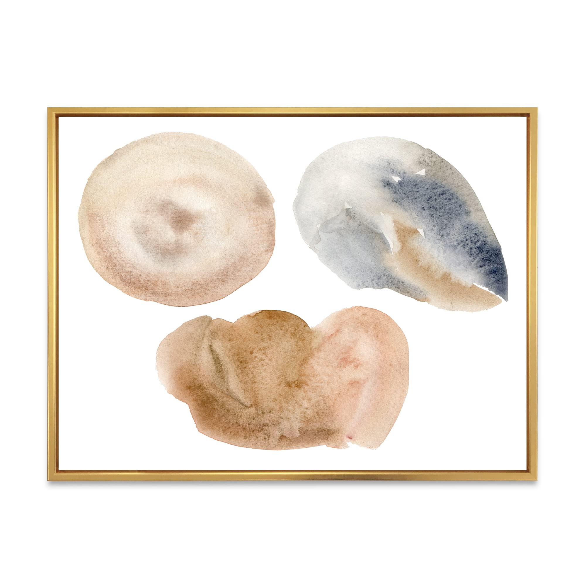Abstract Blue & Beige Circle Spot Framed Canvas Wall Art Print - Modern Holiday Decor for Living Room, Bedroom & Office