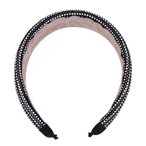 Stylish Rhinestone Wide Brim Hair Hoop Headband - Elegant Hair Accessories for Women & Girls (Black) | Perfect for Weddings, Parties & Everyday Fashion