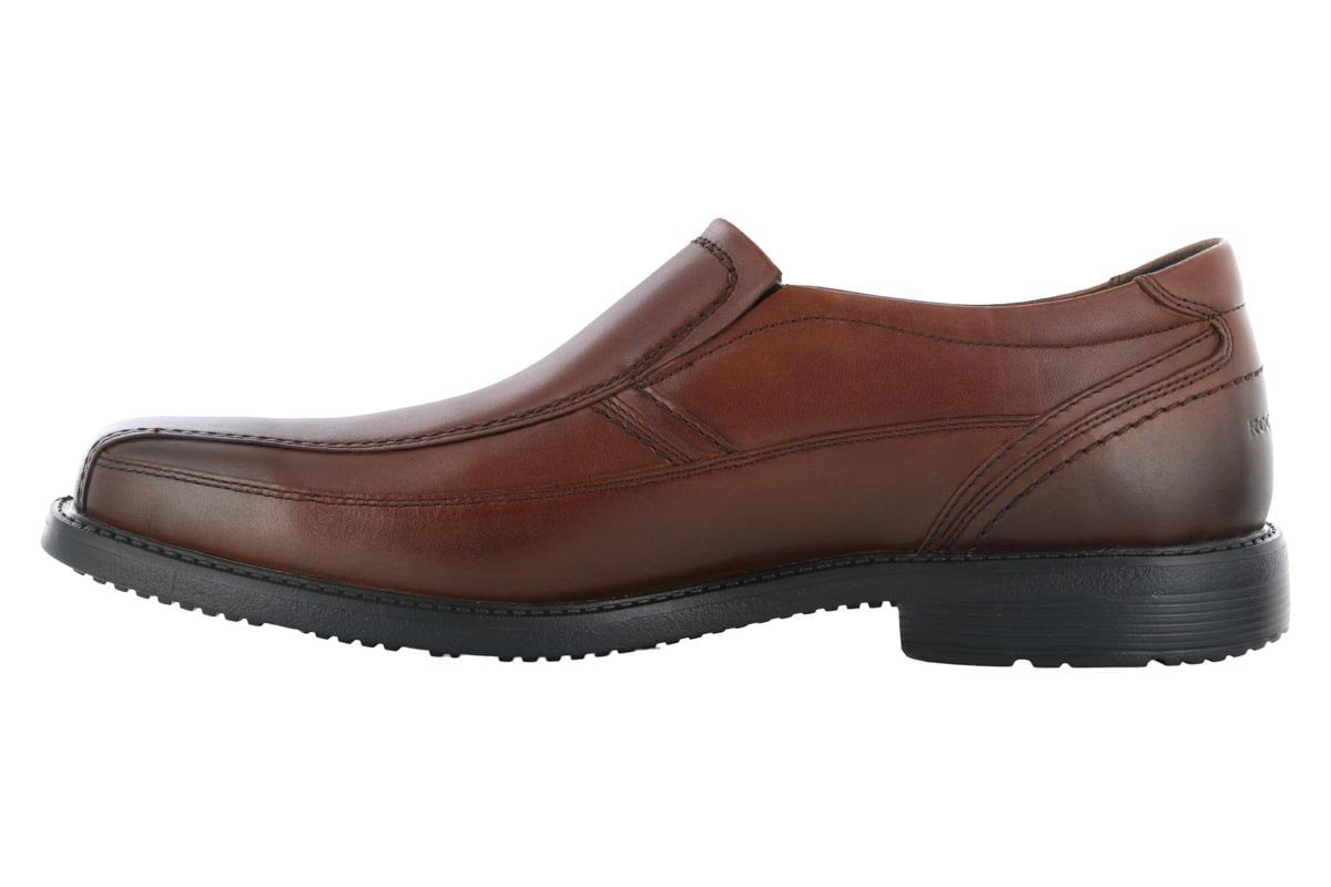 Rockport Style Leader 2 Bike Toe Slip-On Casual Shoes for Men - Comfortable Brown Leather Loafers for Work, Travel & Everyday Wear