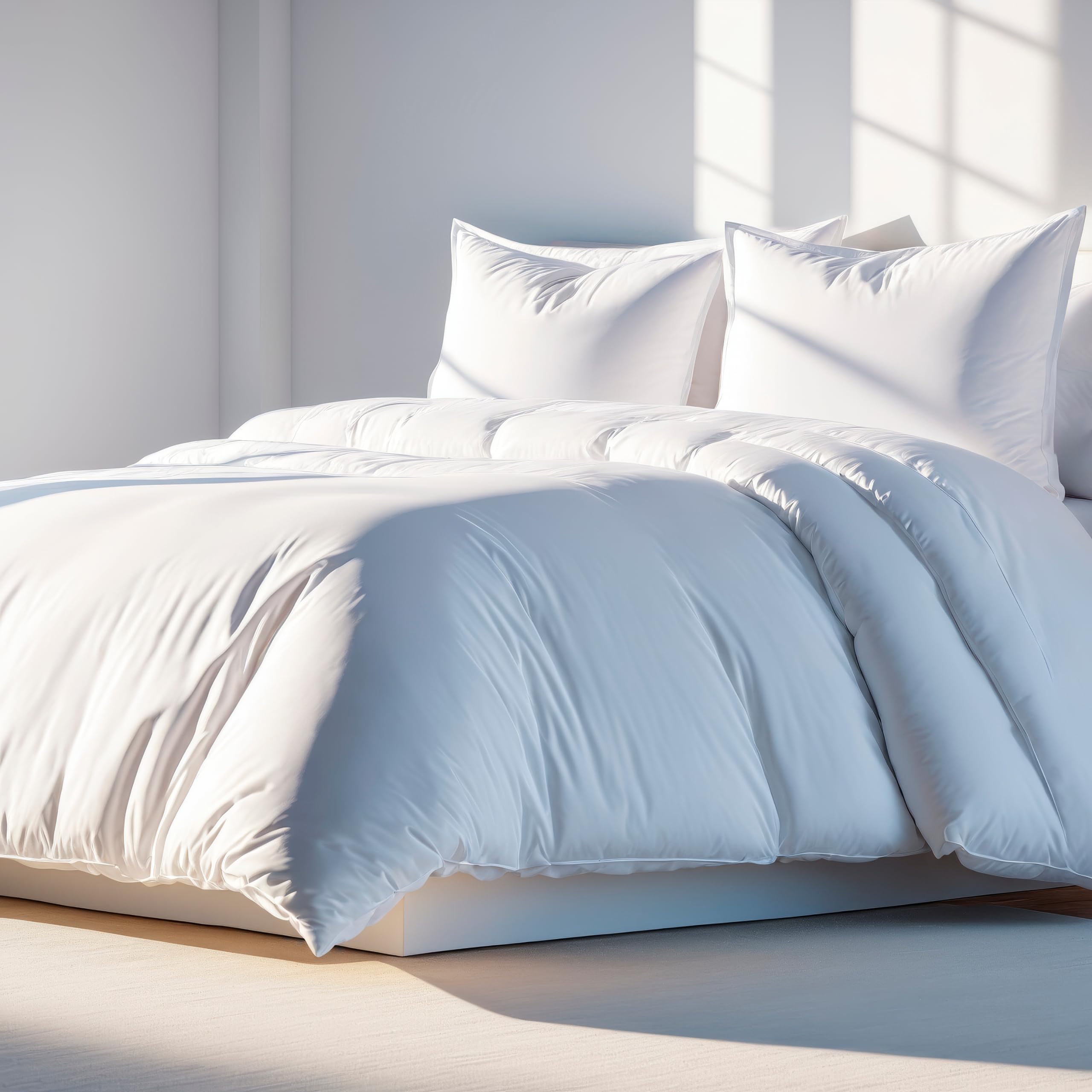 Luxury White Queen Size Microfiber Duvet Cover Set with Zipper Closure - Includes 1 Down Comforter Cover & 2 Pillow Shams (Comforter Not Included) | Perfect for Master Bedroom, Guest Room & Hotel Style Bedding
