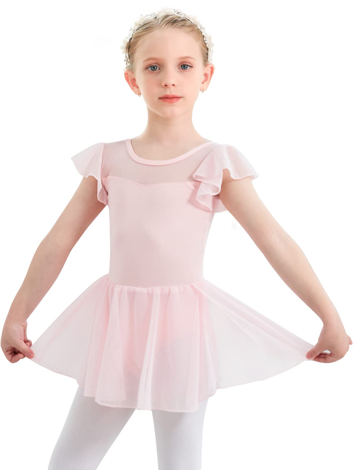 Girls Ballet Leotard with Skirt & Flutter Sleeves - Toddler Dance Outfit for Ages 2-9 Years - Perfect for Ballet Class, Recitals & Dance Performances