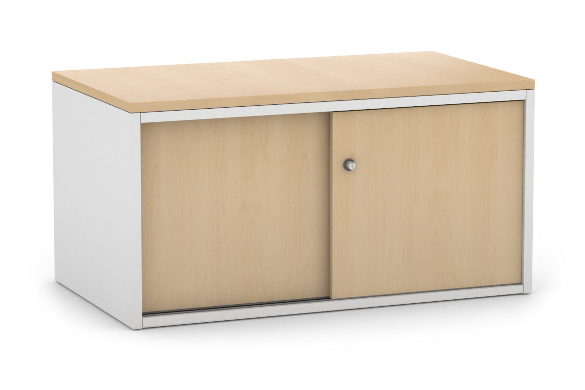 Low Profile 2-Door Sliding Credenza Cabinet - Modern Uniform Design for Living Room, Bedroom, or Office Storage