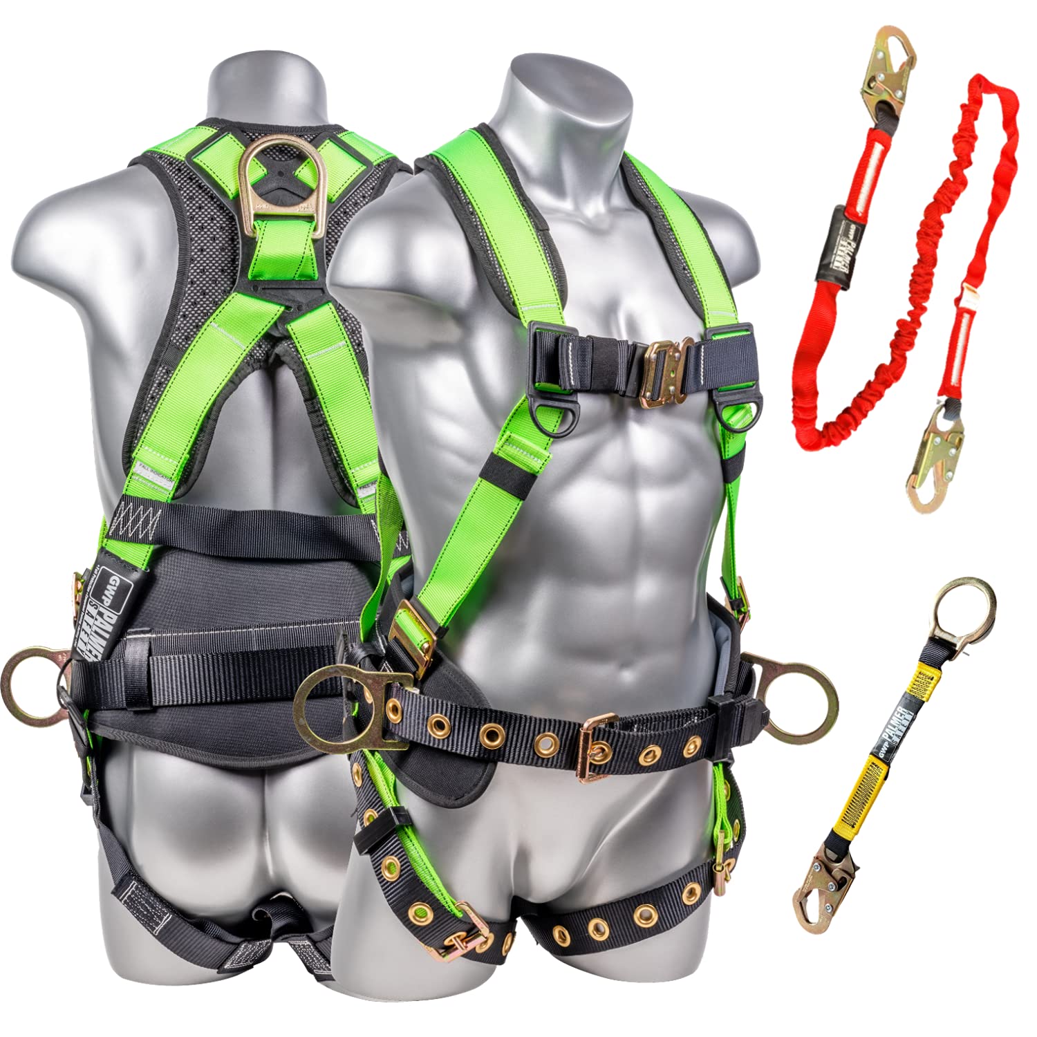 Palmer Safety Fall Protection Harness - Hammerhead Series Premium Safety Kit with Lanyard & D-Ring Extender | OSHA Compliant Work Harness for Construction, Roofing & Industrial Use