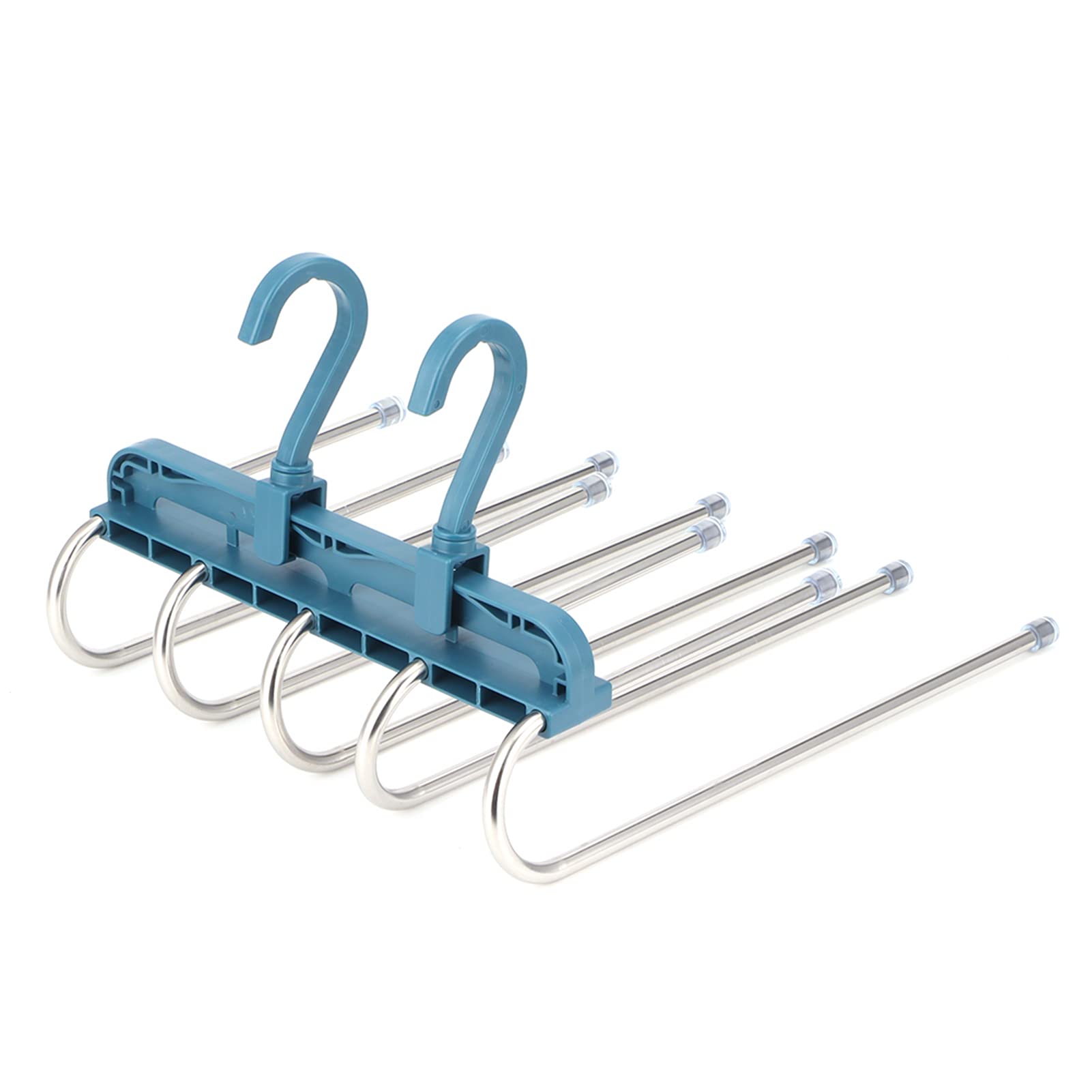 Stainless Steel Multi-Layer Pants Hanger - Space Saving Closet Organizer for Jeans, Trousers, Ties, Scarves & Towels (Blue) | Perfect for Closet Organization & Small Space Storage
