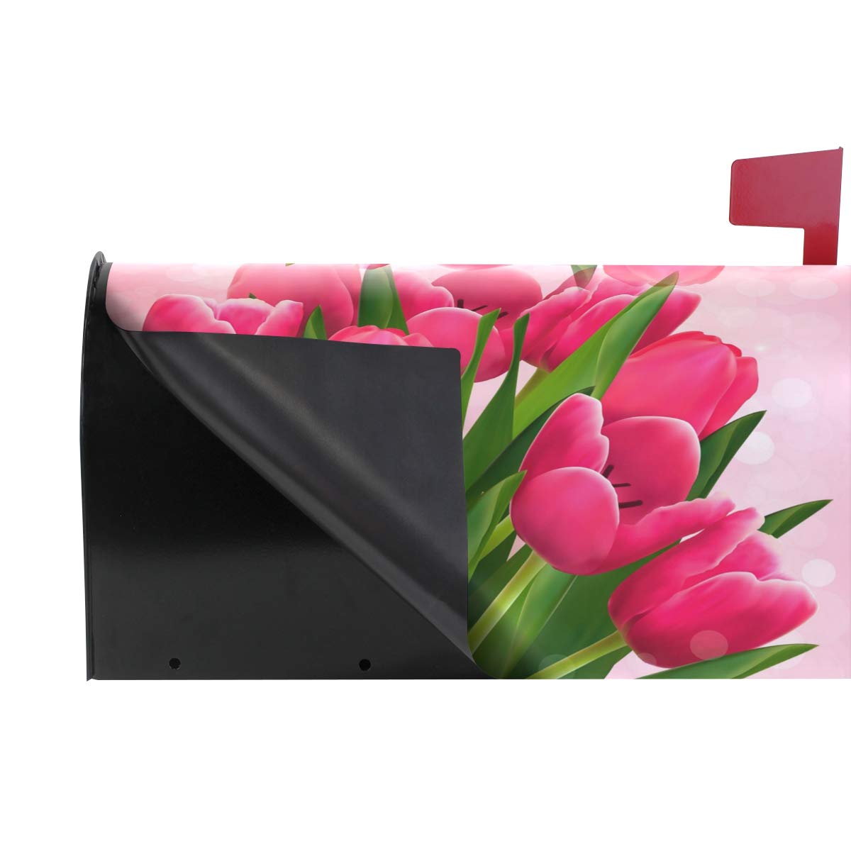 Pink Tulips Magnetic Mailbox Cover - Decorative Wrap for Standard Mailboxes | Perfect for Mother's Day Gifts & Home Outdoor Decor