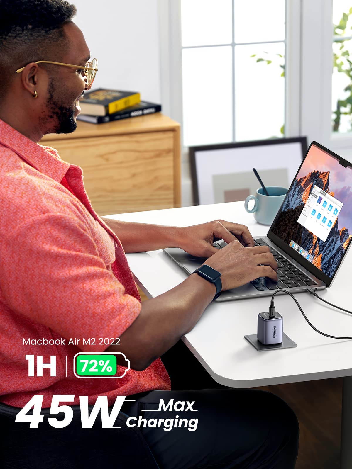 UGREEN Nexode 45W GaN USB C Fast Charger with 100W Cable - Compact Foldable PPS Charger for Galaxy S24/S23/S22, iPhone 15/14, iPad Pro, MacBook Air, Pixel - Perfect for Travel, Office & Home Charging