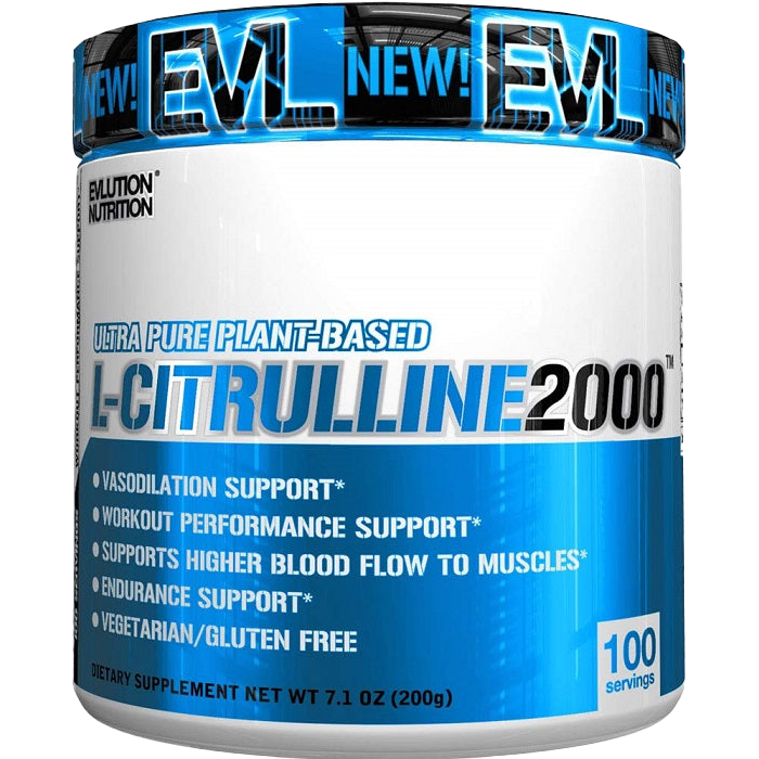 EVLution Nutrition L-Citrulline 2000mg Powder - 200g Unflavored Pre-Workout Supplement for Muscle Pump, Endurance & Nitric Oxide Boost | Gym, Bodybuilding & Athletic Performance