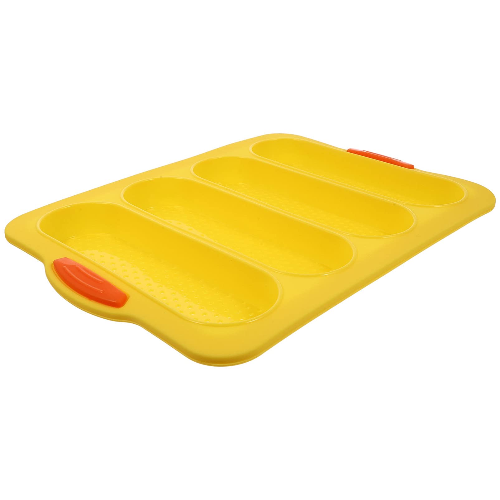 Nonstick Silicone Bread Loaf Pan - 4 Loaf Perforated French Bread Baking Tray for Oven Cooking | Perfect for French Toast, Italian Bread & Homemade Artisan Baking | Durable & Easy Clean Yellow Silicone Pan
