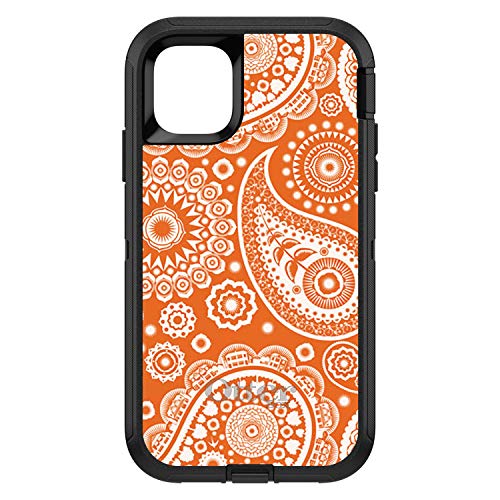 Orange White Paisley On Black Case
