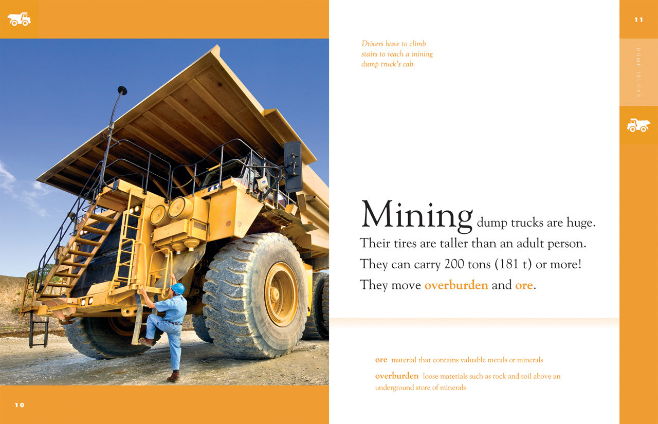 Dump Trucks 9781608188901 - Heavy Duty Construction Vehicles for Mining, Excavation & Hauling