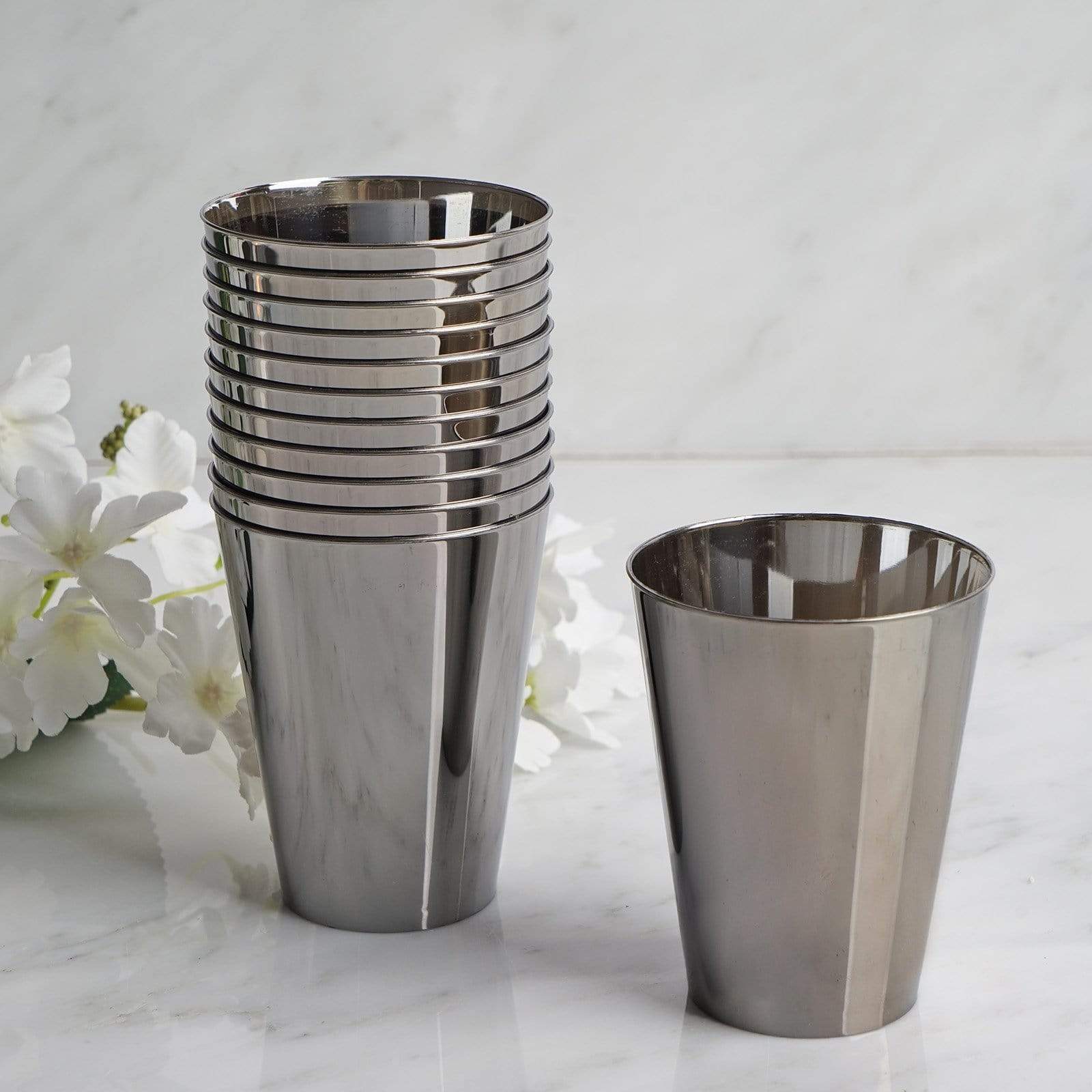 12-Pack 7 oz Silver Disposable Party Cups - Elegant Tableware for Weddings, Birthdays & Celebrations - Perfect for Cocktails, Punch & Beverages