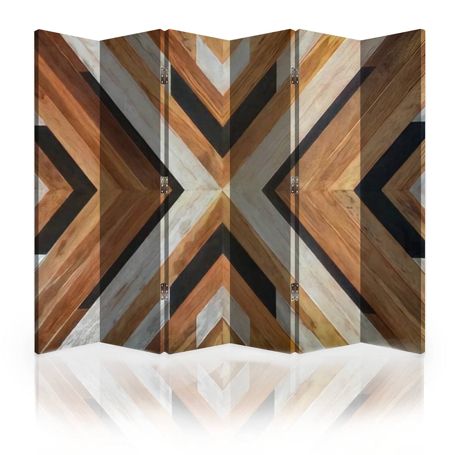 6-Panel Canvas Room Divider Screen - Yellow, Black, White & Dark Brown Arrow Design | Folding Privacy Partition for Home, Office & Events | Room Separator & Wall Divider for Living Spaces