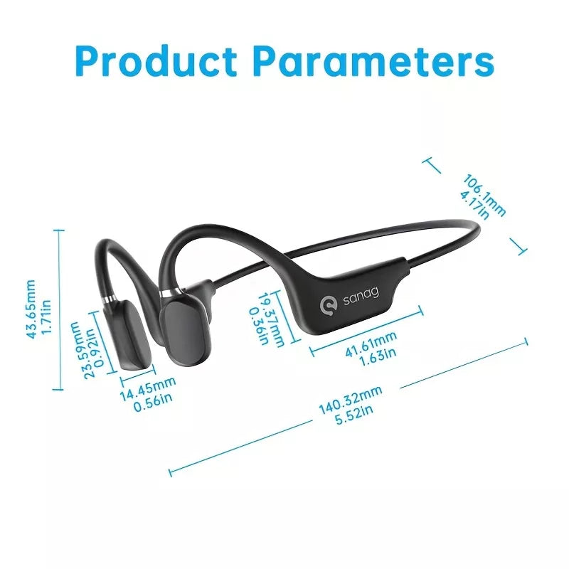 Sanag A5X Pro Open Ear Wireless Bluetooth Sports Headphones - Air Conduction Technology for Running, Cycling & Gym Workouts - Sweatproof & Lightweight Design
