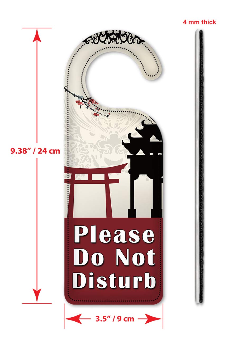 Asian-Inspired Art Plates 'Do Not Disturb' Door Knob Hanger Sign - Perfect for Hotels, Bedrooms & Privacy