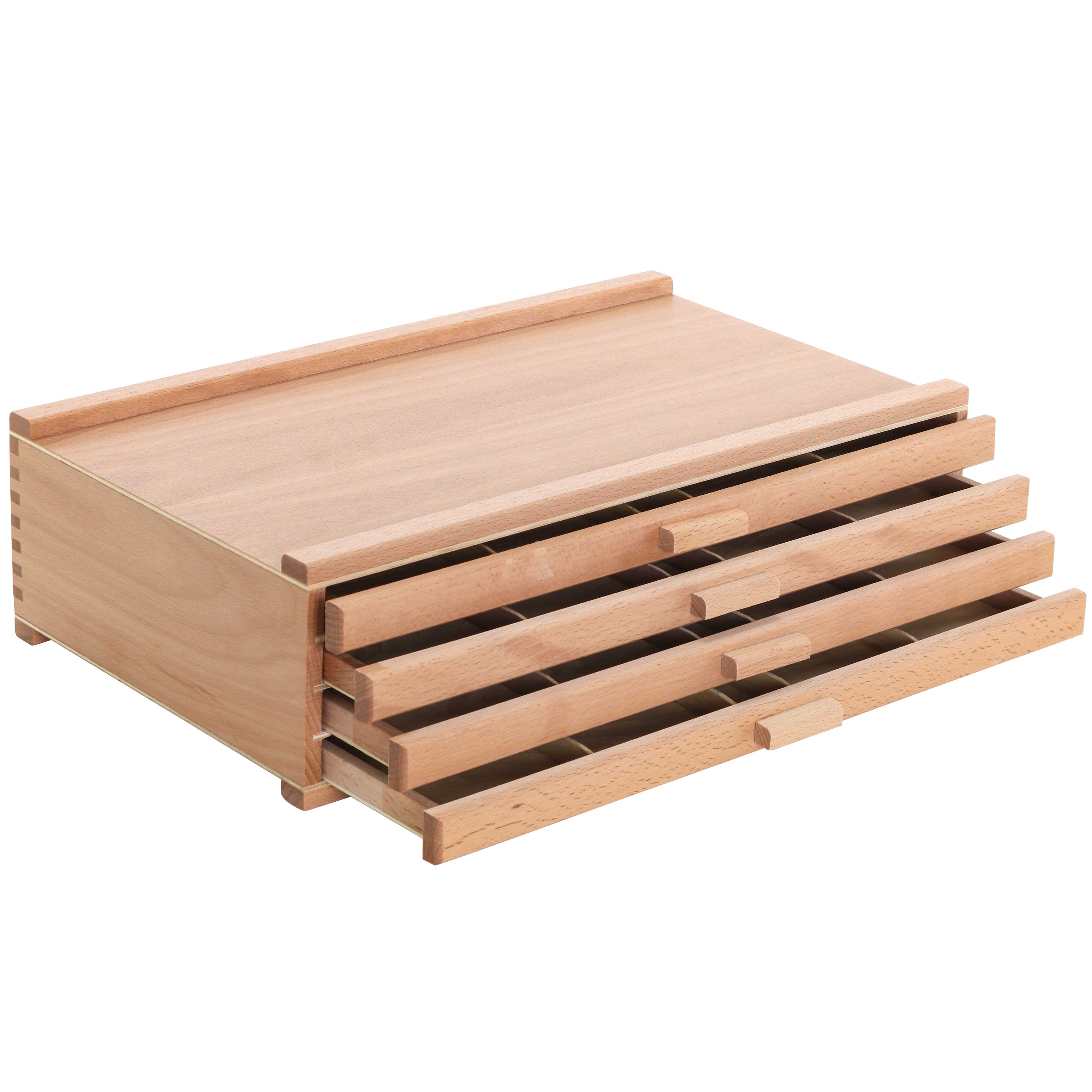 4-Drawer Artist Wood Storage Box for Pastels, Pens, Markers - Elm Hardwood Construction with 5 Compartments per Drawer - Perfect for Drawing, Sketching & Art Supplies Organization - Ideal for Artists, Students & Craft Rooms