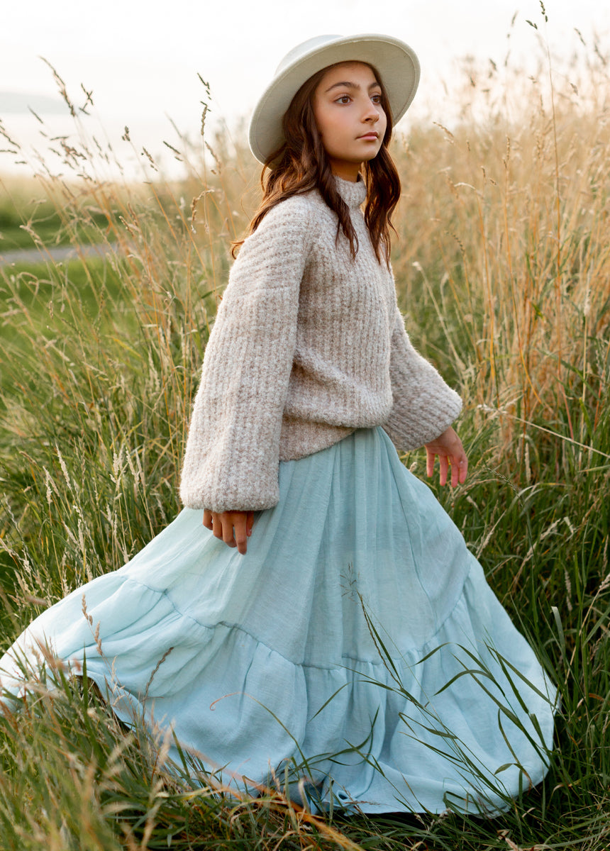 Annabel Skirt in Blue Smoke - Flowy Midi Skirt for Women | Perfect for Casual Outings, Office Wear & Summer Dresses | US Seller Fast Shipping