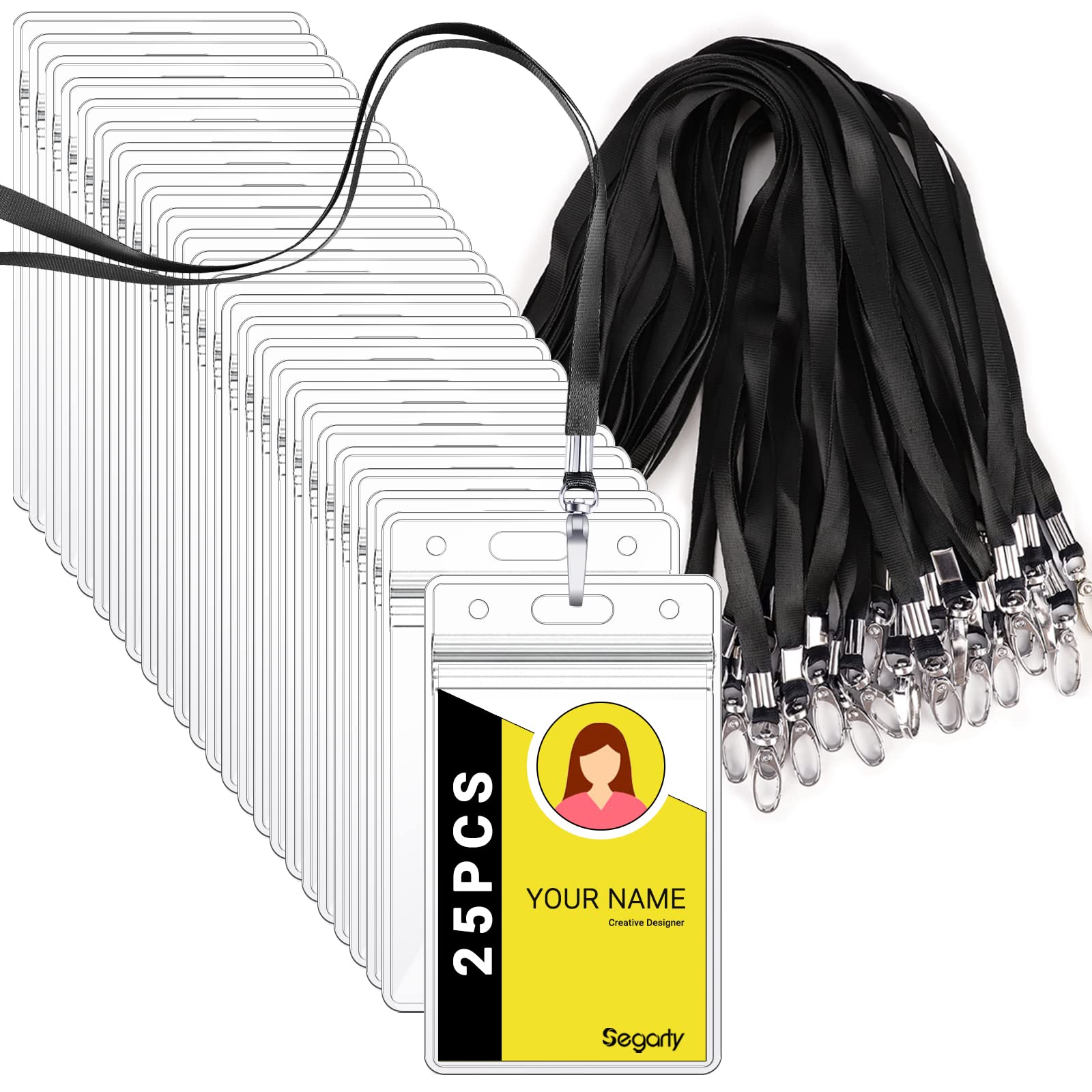 Segarty 25 Pack ID Lanyards with Clear Badge Holders - for Office, School & Business Use