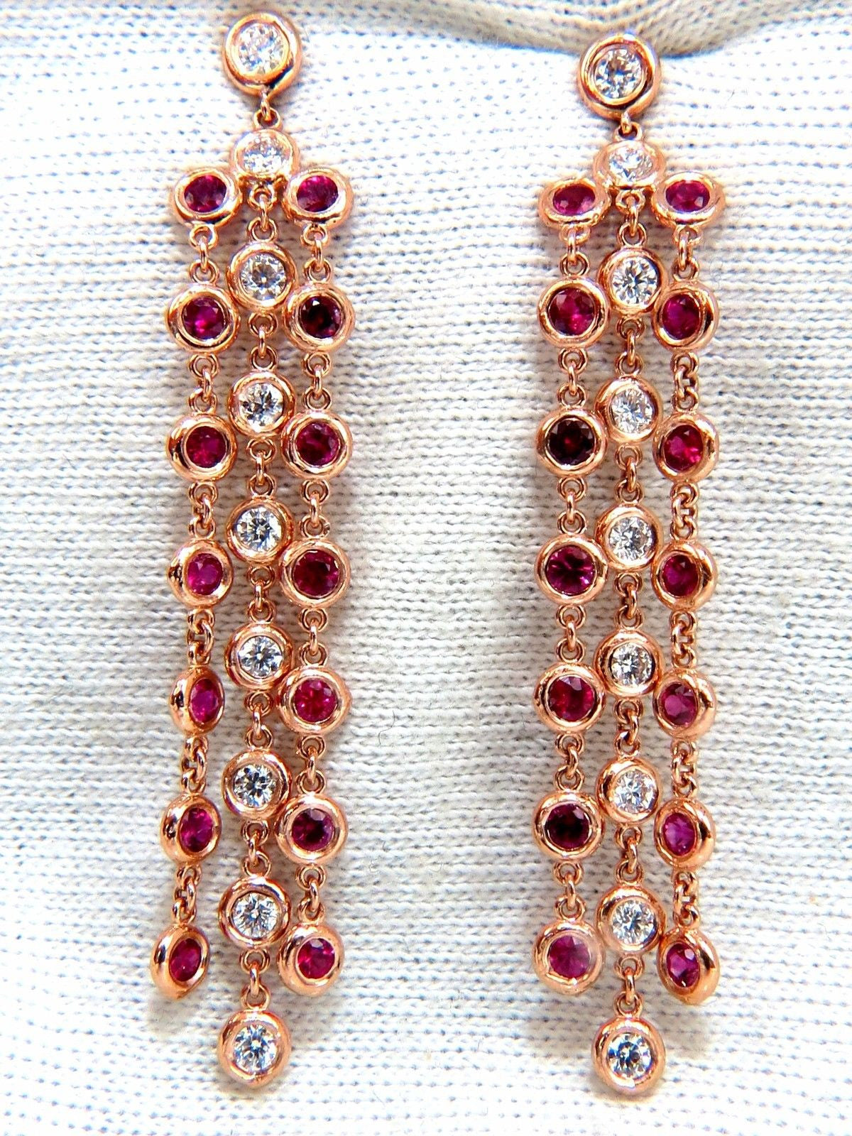 3.00ct Natural Deep Red Ruby Diamond Dangle Earrings in 14K Gold - Elegant Drop Earrings for Women, Perfect for Weddings, Parties & Special Occasions