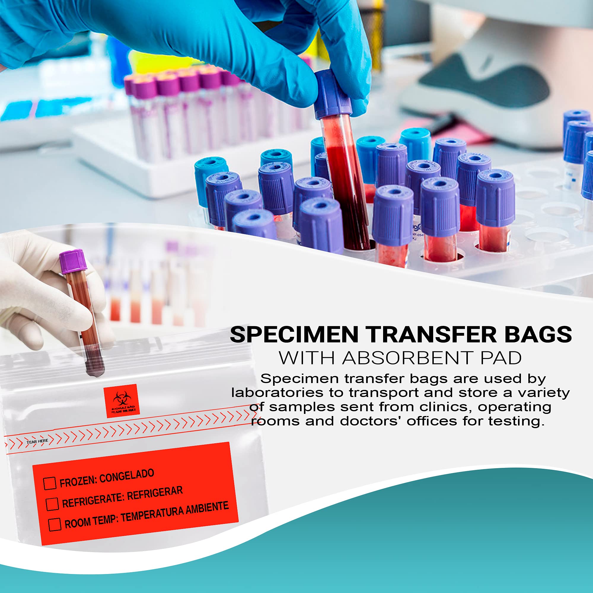 APQ 1000 Pack 8x10 Clear Plastic Specimen Transfer Bags - 1.75 Mil Low Density Polyethylene with Removable Biohazard Symbol | Medical Grade for Hospitals, Clinics & Laboratories | Ideal for Specimen Collection, Storage & Transport