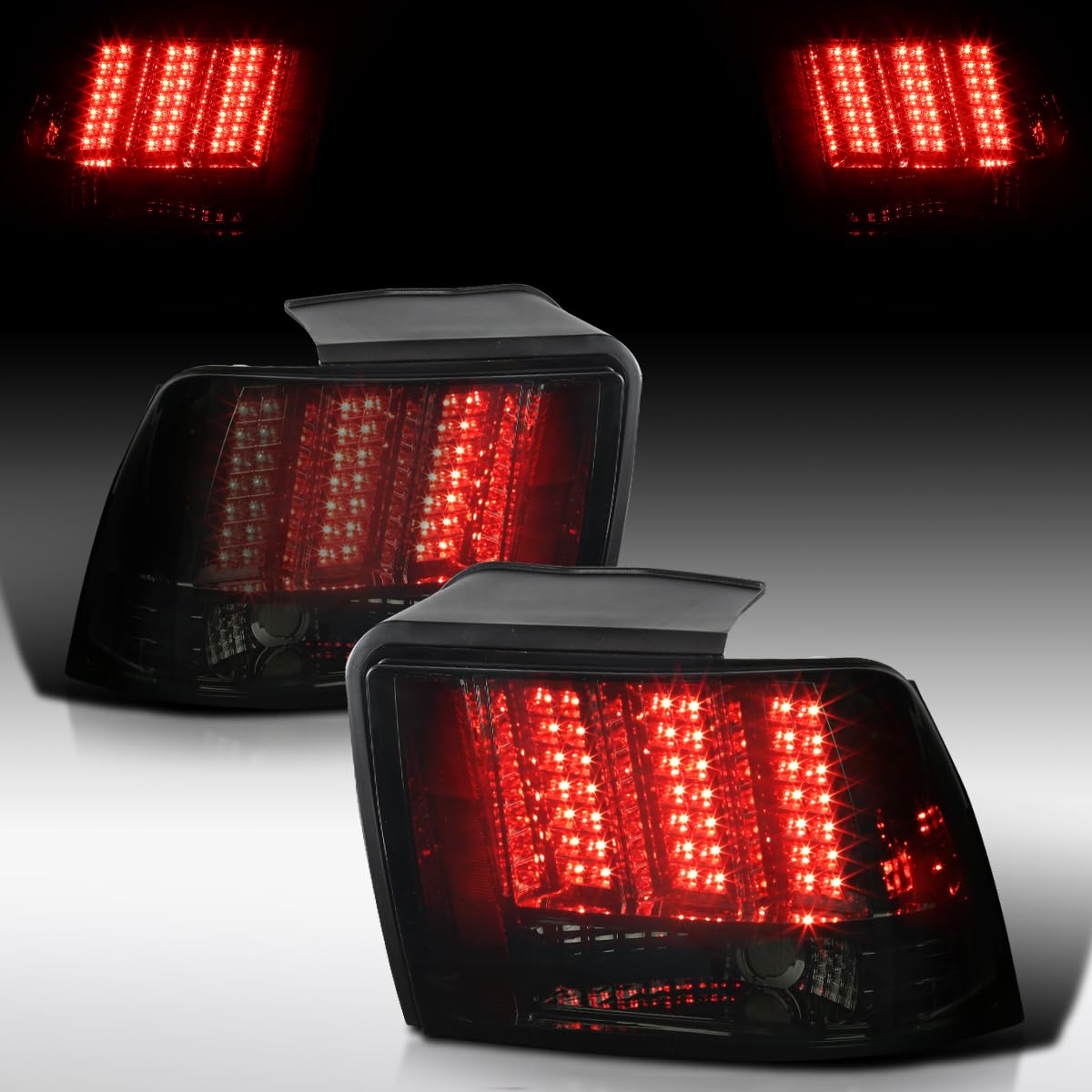 AUTOZENSATION Smoke Sequential LED Tail Lights for 1999-2004 Ford Mustang - Left & Right Pair Assembly - Upgrade Your Ride with Stylish Lighting for Night Driving & Car Shows