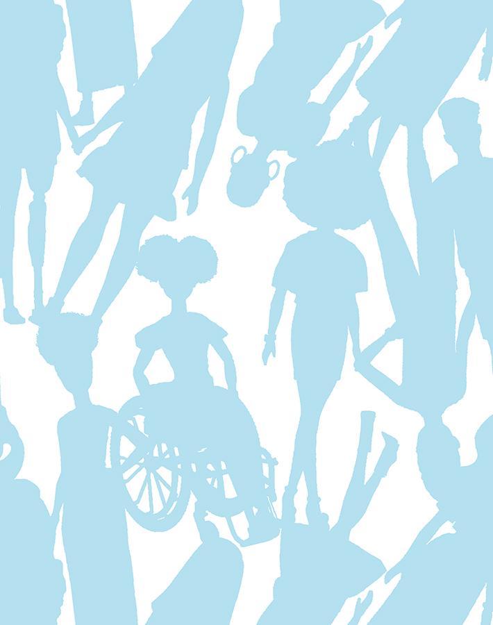 Barbie™ Fashionistas™ Silhouettes Wallpaper in Baby Blue - Perfect for Girls' Bedroom, Nursery, and Playroom Decor