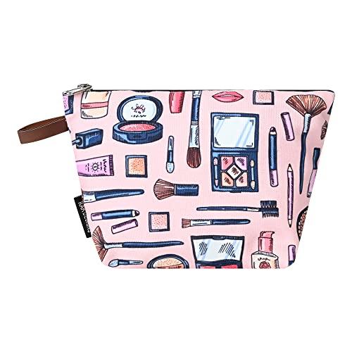 Printed Cotton Cosmetic Bag for Women - Travel & Storage Organizer (Pink) | Makeup & Toiletry Pouch