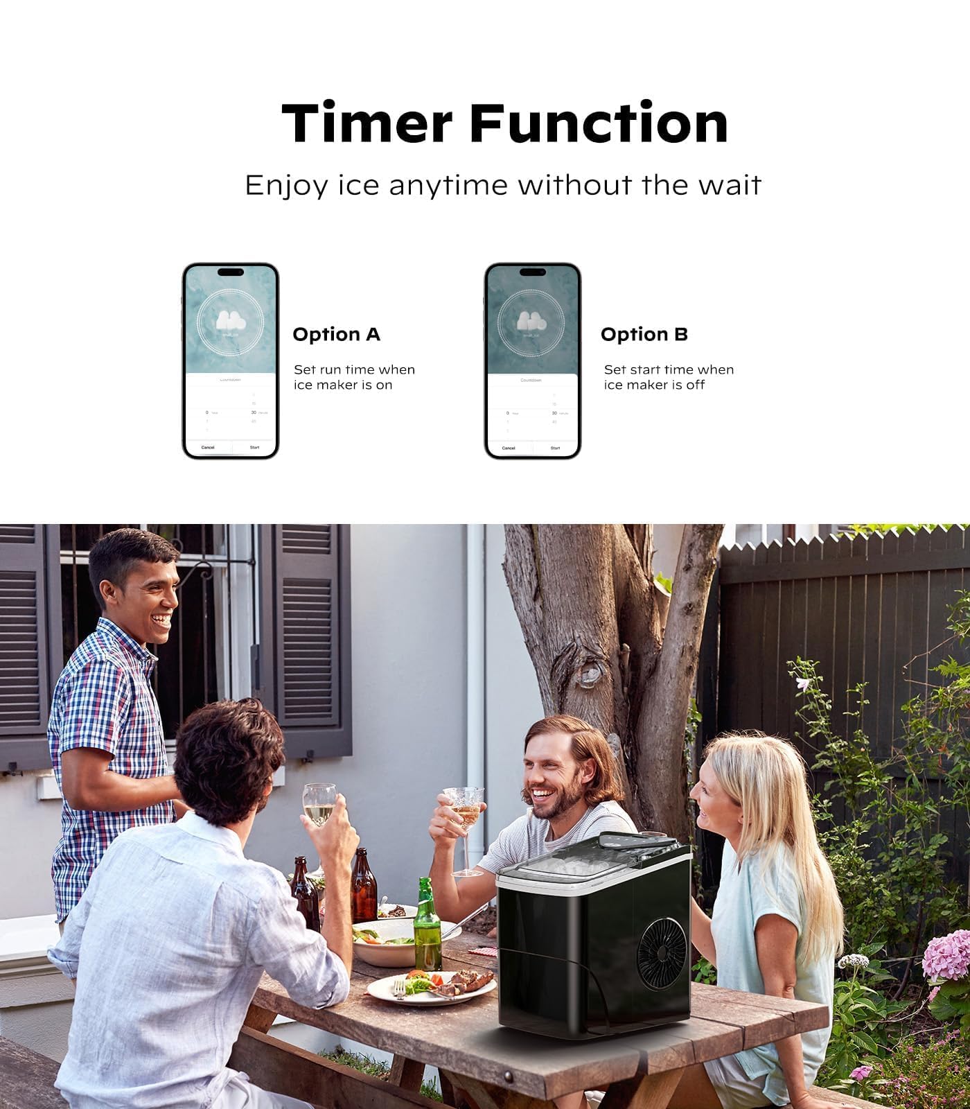 Silonn Smart Countertop Ice Maker - 9 Bullet Ice Cubes in 6 Minutes, 26 lbs Daily Output, Compact Wi-Fi Enabled Ice Machine with 2 Cube Sizes & Self-Cleaning Function - Perfect for Kitchen, Home Bar, Office, RV & Outdoor Entertaining