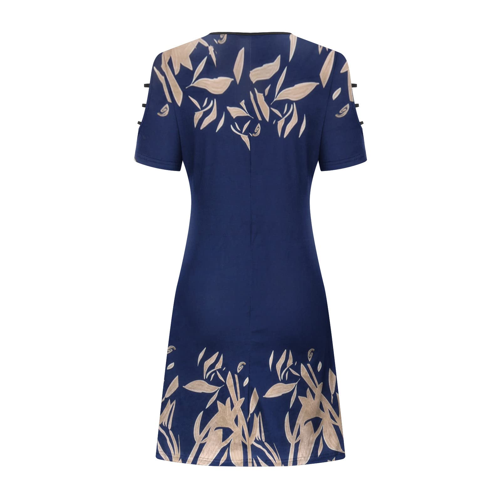 2022 Women's Summer Floral Print Cold Shoulder Dress - Casual A-Line Boho T-Shirt Midi Sundress for Spring & Summer | Perfect for Beach Vacations, Date Nights & Outdoor Parties