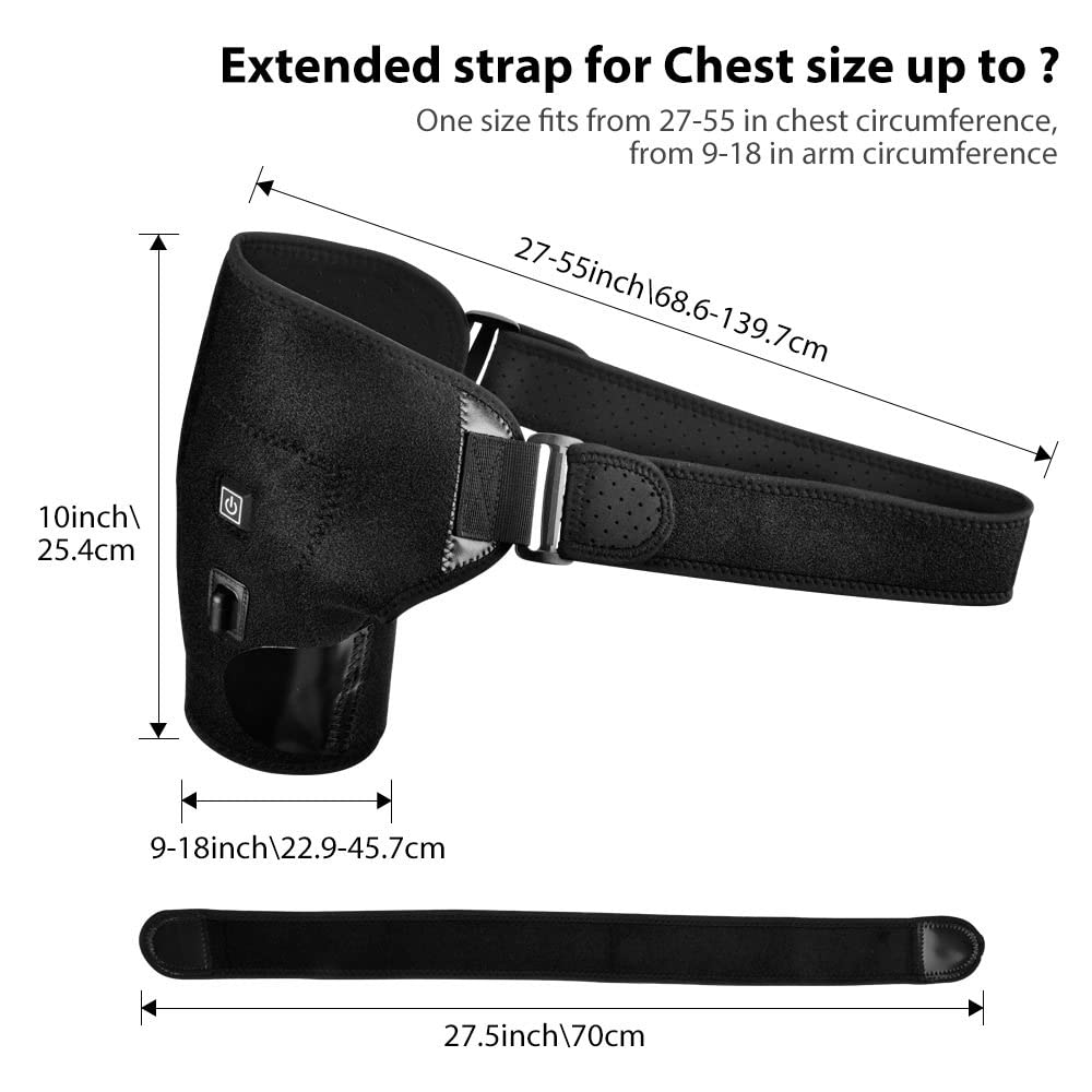 Heated Shoulder Brace for Pain Relief - Adjustable Hot & Cold Therapy Wrap for Frozen Shoulder, Bursitis, Tendonitis - Ideal for Work, Sports & Daily Comfort
