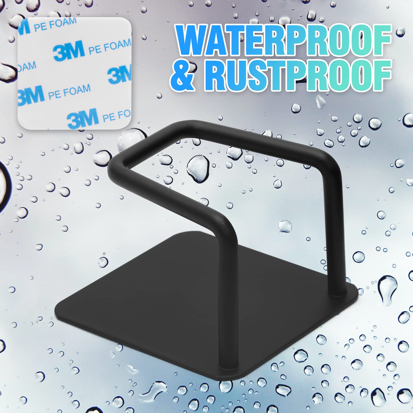 2 Pack Stainless Steel Sponge Holder for Kitchen Sink - Rustproof, Waterproof Adhesive Hooks - No Drilling Required (Black) | Perfect for Organizing Sponges, Brushes & Cleaning Tools by Sink