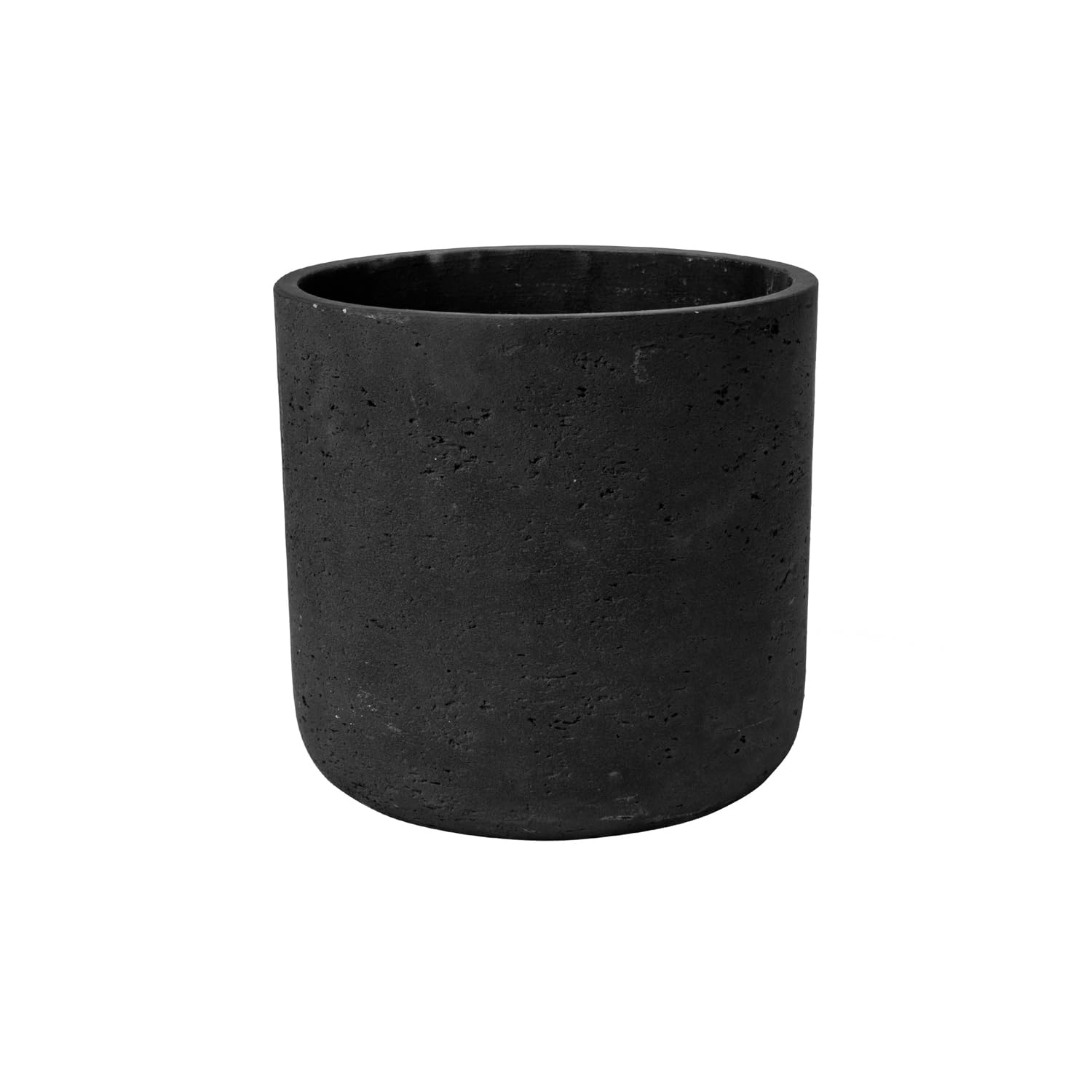 Black Washed Fiberstone Planter - 7 Inch Indoor Outdoor Flower Pot for Home Garden Decor | Modern Plant Container for Patio, Balcony & Tabletop Decor