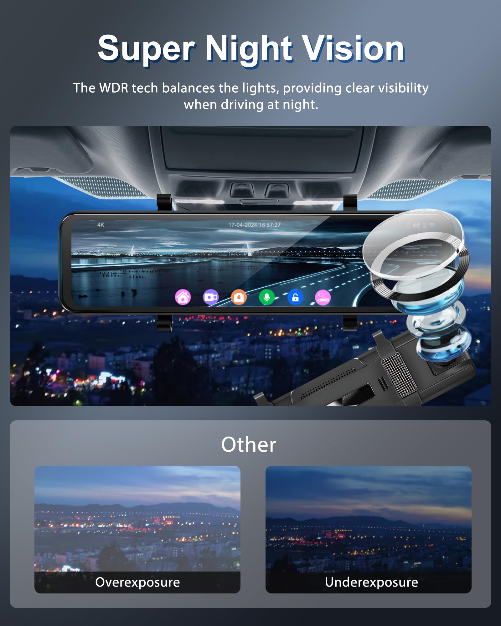 4K Mirror Dash Cam 11 Inch - Front and Rear Dual Camera System with GPS, 4K UHD Front + 1080P Rear IPS Screen, Night Vision, G-Sensor, 24H Parking Monitor, ADAS & BSD & LCA - Perfect for Safe Driving, Parking Assistance & Road Trip Recording