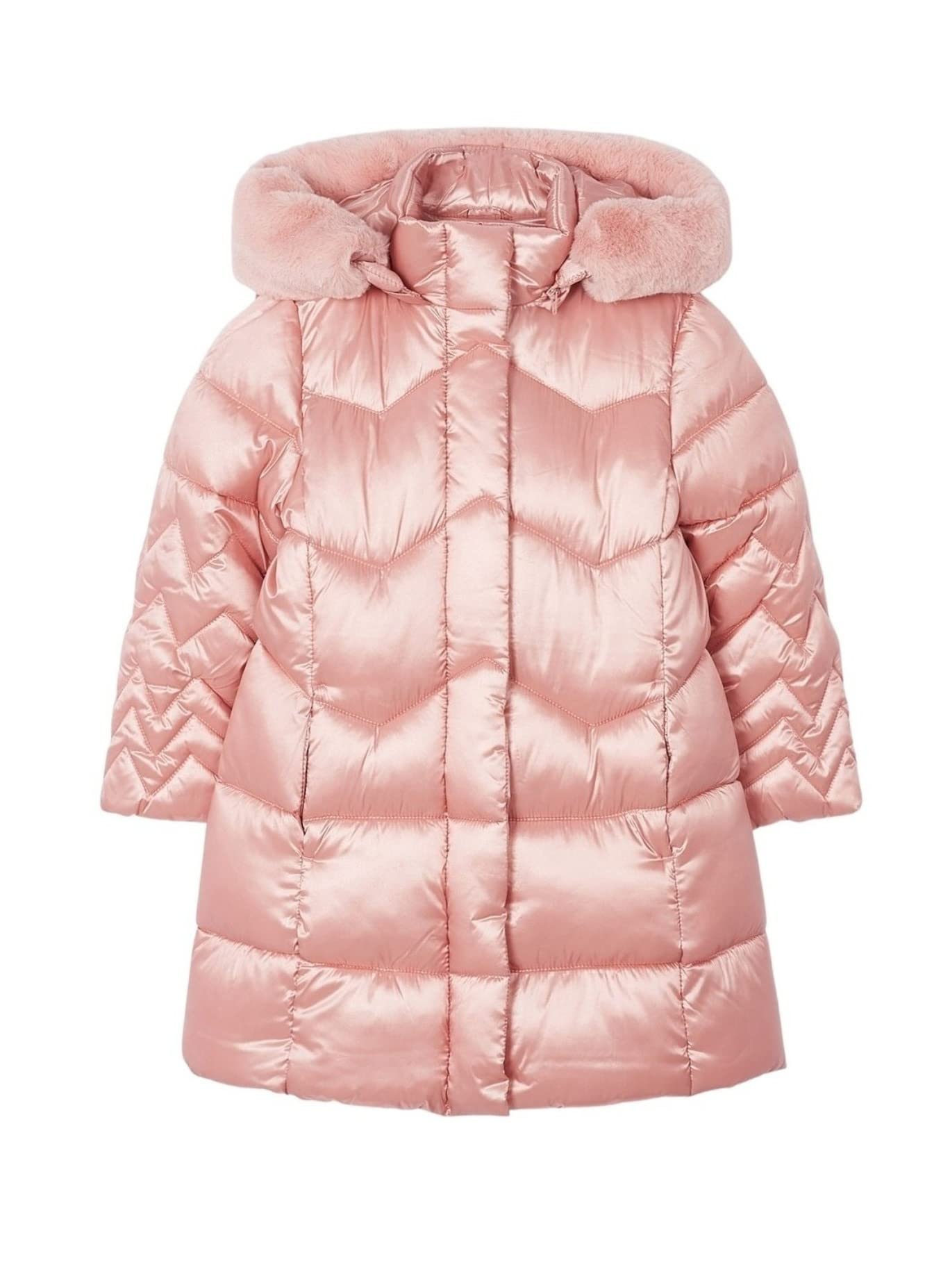 Mayoral Girls' Long Coat - 4488 Rose Pink Winter Coat for Kids, Warm & Stylish Outerwear for School, Playdates & Outdoor Adventures