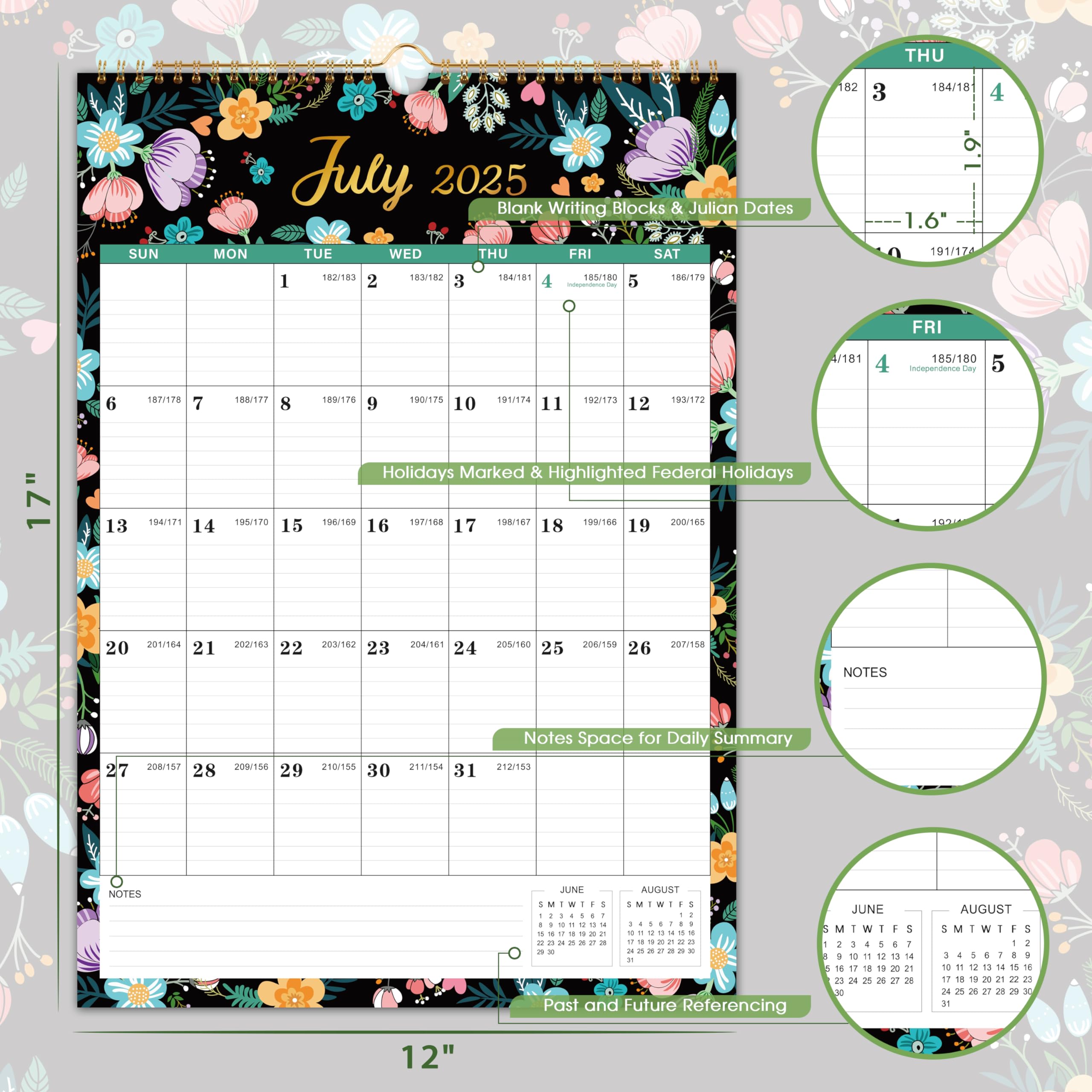 2025 Floral Wall Calendar - 12