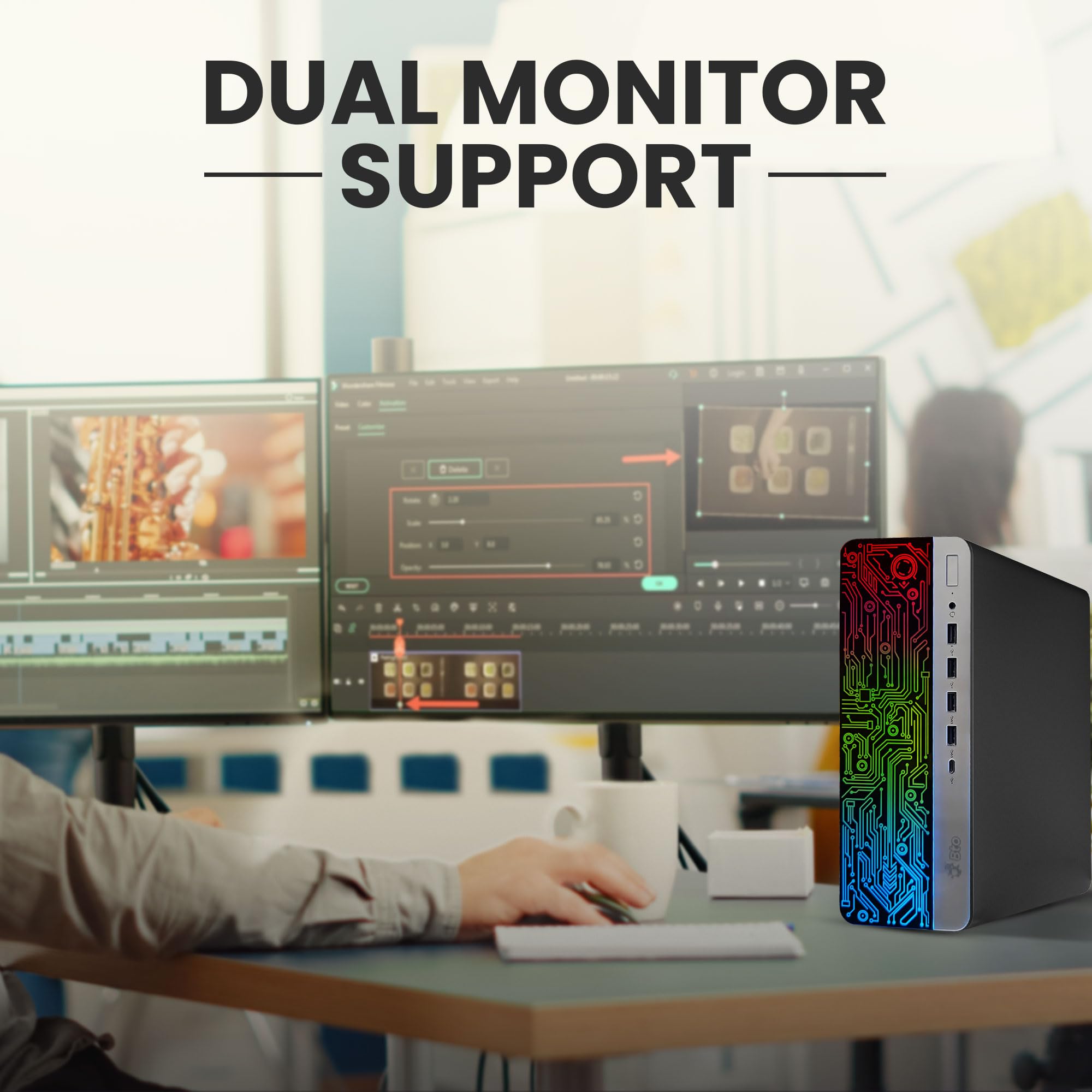 RGB Gaming PC & Monitor Bundle - Intel Core i5-6th Gen, 16GB DDR4, 512GB SSD, NVIDIA GT 1030 2GB, 22